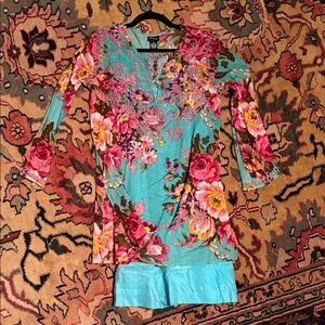 Floral Women's cotton sundress & floral cotton tunic set- Multicolor